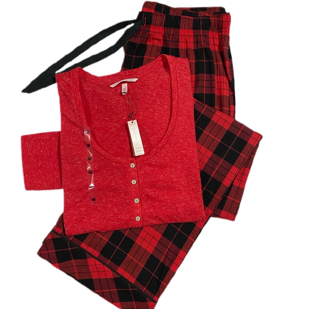 Victoria’s Secret Flannel & Henley pajama set M
